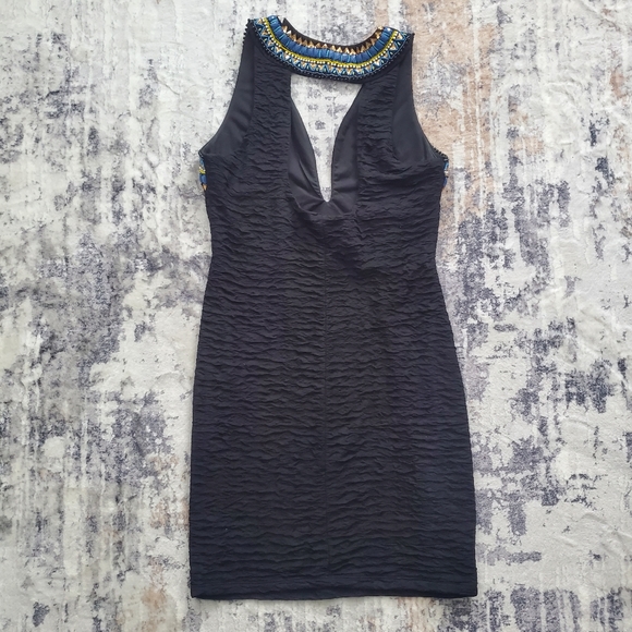 Beyonce for H&M Black Beaded embellished bodycon dress - Size Medium - Picture 7 of 16